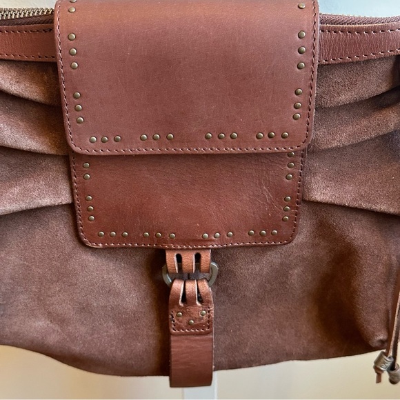 We The Free Silvie Studded Sling Bag Cognac Brown Suede - Picture 5 of 13